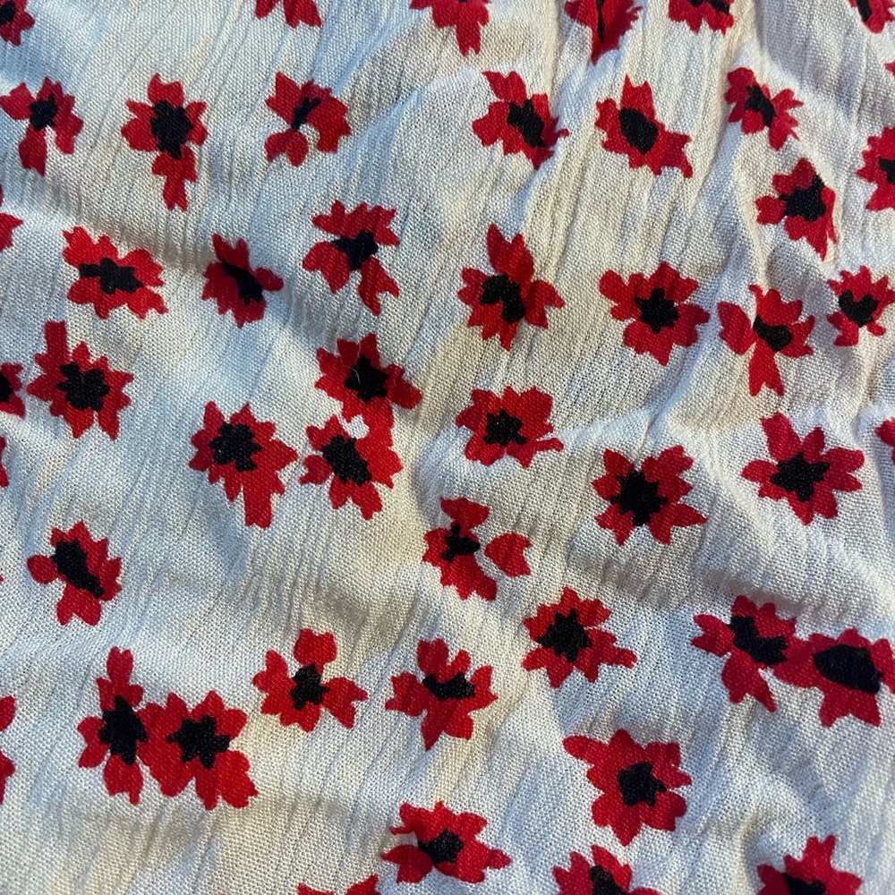 Red and White Floral Wrap Dress - Picture 2 of 4